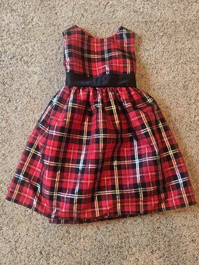 George Christmas Dress Girl 6 Red Black Silver Holiday Winter